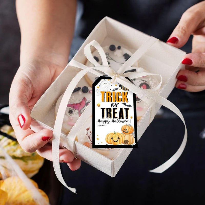 RPLCSPC Halloween Paper Gift Tags with String-50Pcs,Trick Or Treat for You Happy Halloween Tags for Goodie Bags, 2 x 3.5 Inch Writable Waterproof Hanging Labels for Decor Party Supplies, Gift Wrapping-B05 - Image 5